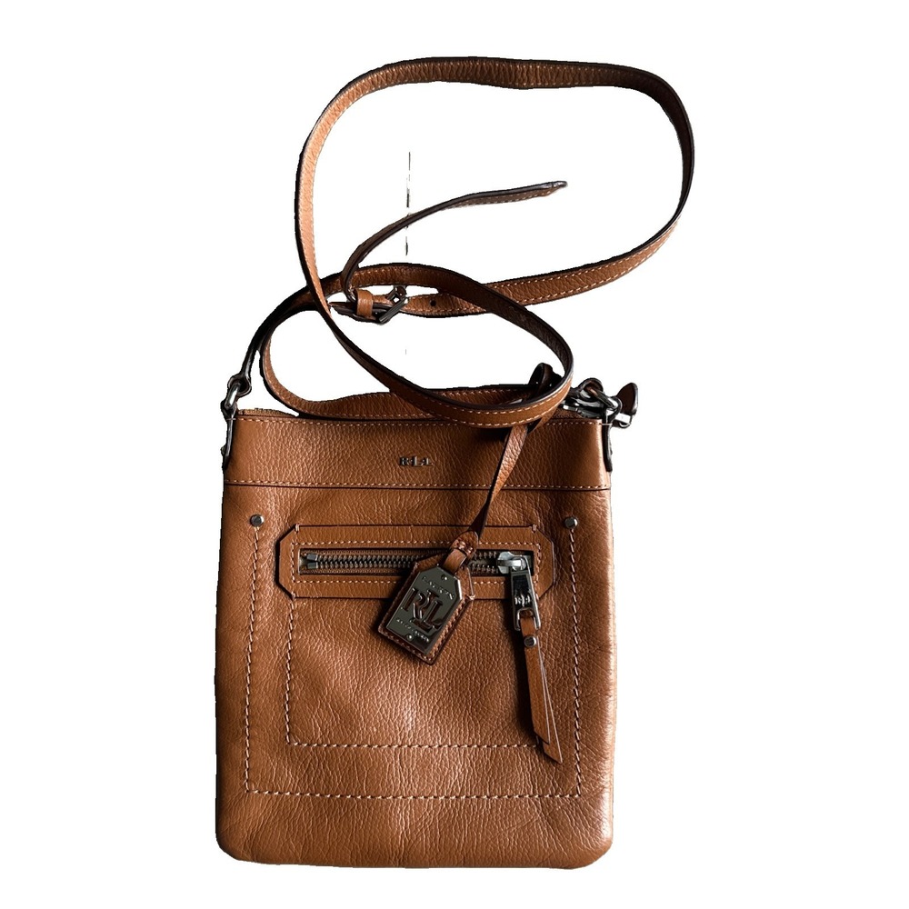 Ralph Lauren Women's Crossbody Bag Brown with Silver Hardware, Small Purse